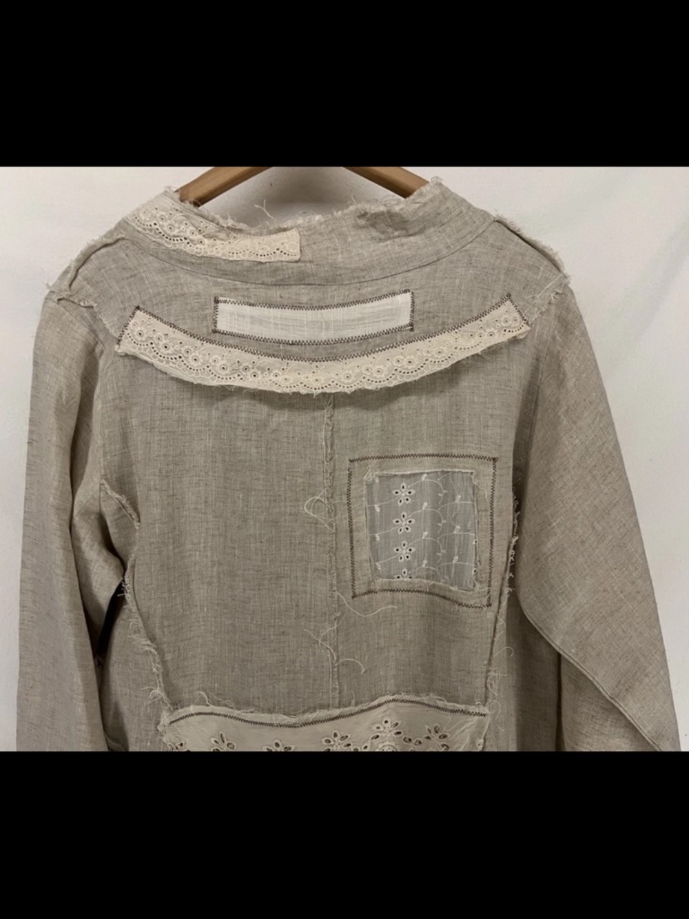 Paper Lace Women’s 100% Linen Beige Bohemian Lagenlook Button Up Jacket Size M - Picture 8 of 16